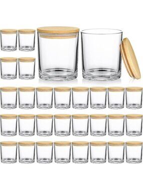 10oz Clear Glass Candle Jars with Lids - 30 Pack for DIY Candle Making Supplies